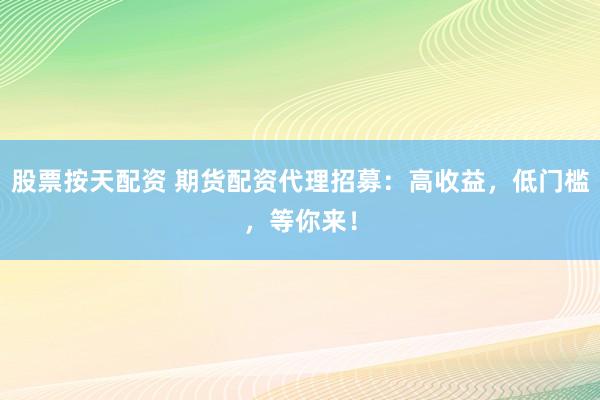 股票按天配资 期货配资代理招募：高收益，低门槛，等你来！