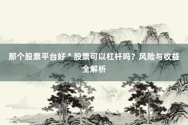 那个股票平台好 * 股票可以杠杆吗？风险与收益全解析