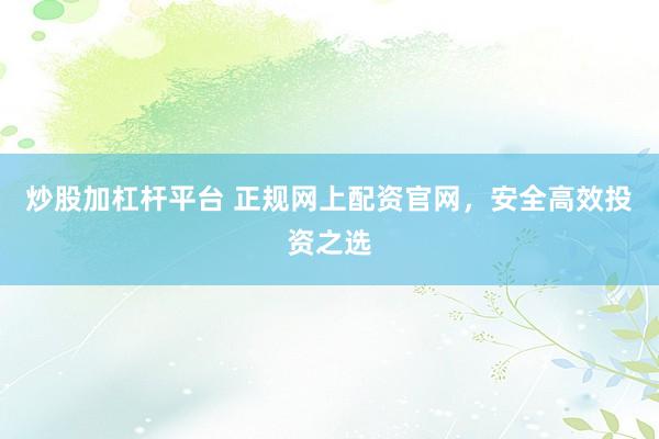 炒股加杠杆平台 正规网上配资官网，安全高效投资之选