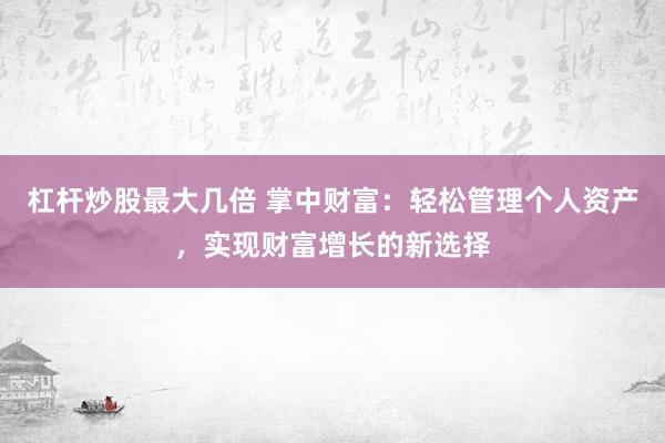杠杆炒股最大几倍 掌中财富：轻松管理个人资产，实现财富增长的新选择