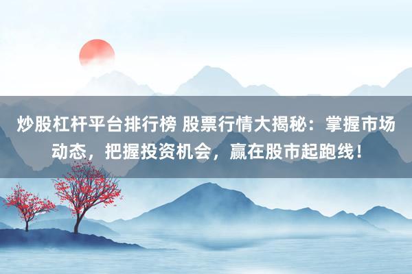 炒股杠杆平台排行榜 股票行情大揭秘:掌握市场动态,把握投资机会,赢在股市起跑线!