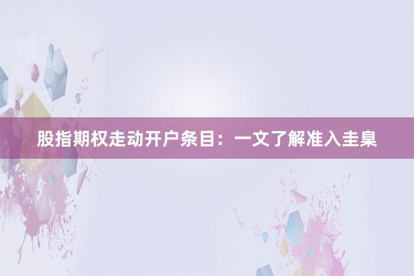 股指期权走动开户条目:一文了解准入圭臬
