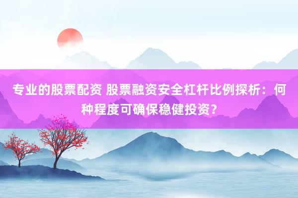 专业的股票配资 股票融资安全杠杆比例探析：何种程度可确保稳健投资？